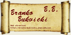 Branko Bukvički vizit kartica